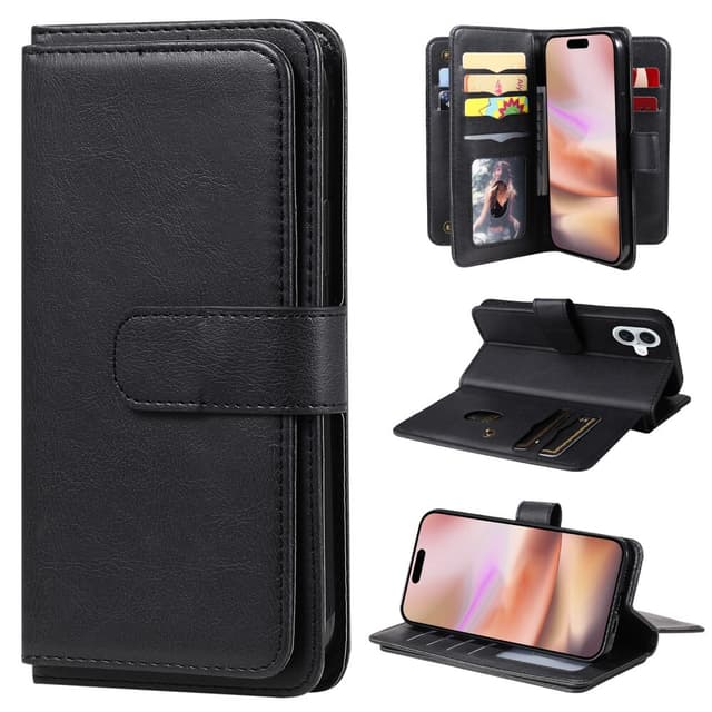 SKALO iPhone 16 Plus 10-RUM Flip Cover - Sort