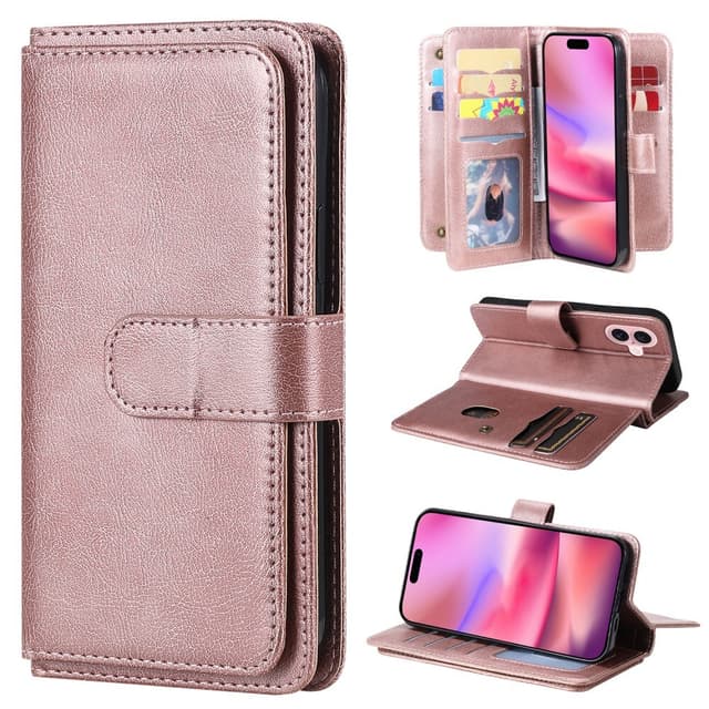 SKALO iPhone 16 10-RUM Flip Cover - Rosa guld