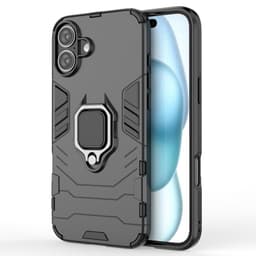 SKALO iPhone 16 Plus Armor Hybrid metal ring cover - Sort