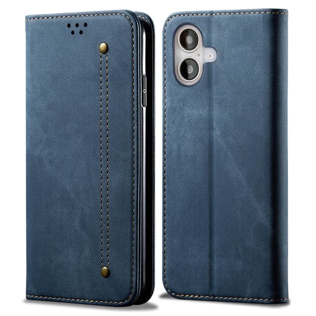SKALO iPhone 16 Plus Jeans Lompakkokotelo - Sininen