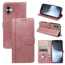 SKALO iPhone 16 Plus Flip Cover m. pung i PU-læder - Rosa guld