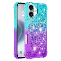 SKALO iPhone 16 Plus Kvicksand Glitter Hjärtan TPU-skal - Turkos-Lila