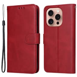 SKALO iPhone 16 Pro PU-læder Pungetui - Rød