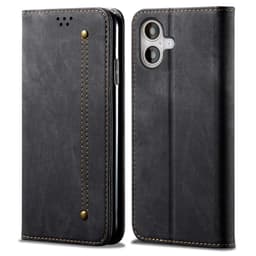 SKALO iPhone 16 Plus Jeans Plånboksfodral - Svart