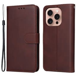 SKALO iPhone 16 Pro PU-Läder Plånboksfodral - Brun