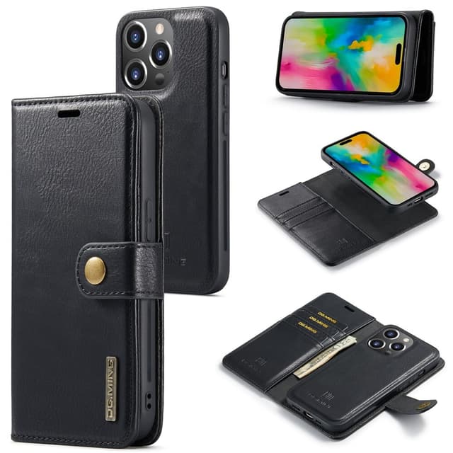 DG MING iPhone 16 Pro Max 2-i-1 Magnet Plånboksfodral - Svart