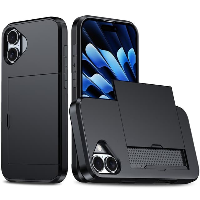 SKALO iPhone 16 Plus Armor Suojakuori korttikotelo - Musta