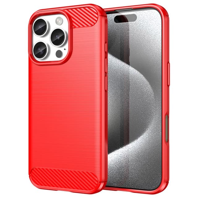 SKALO iPhone 16 Pro Max Armor Carbon Stöttåligt TPU-skal - Röd