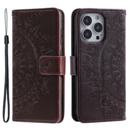 SKALO iPhone 16 Pro Mandala lompakkokotelo - Ruskea