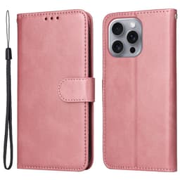 SKALO iPhone 16 Pro Max PU-nahkainen Lompakkokotelo - Pinkki