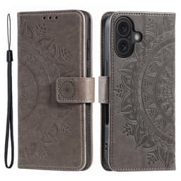 SKALO iPhone 16 Mandala Plånboksfodral - Grå