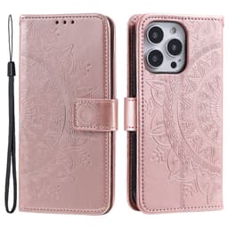 SKALO iPhone 16 Pro Max Mandala lompakkokotelo - Ruusukulta