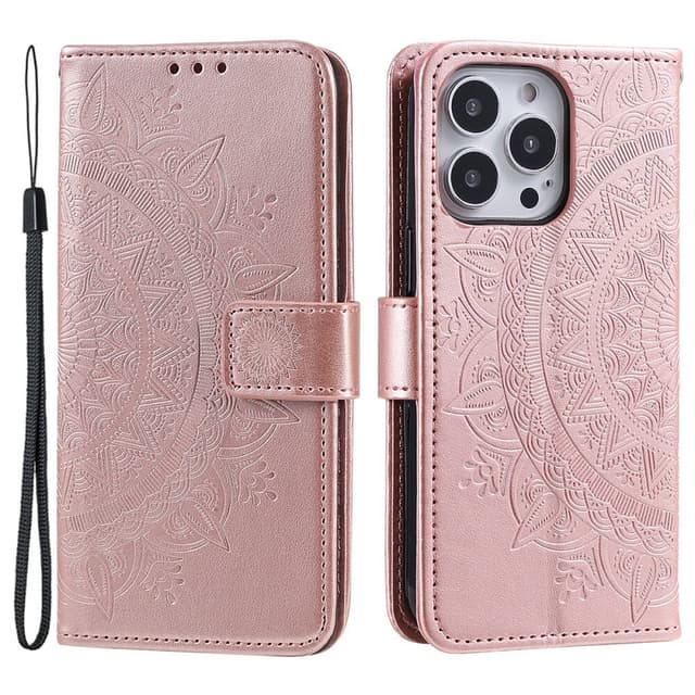 SKALO iPhone 16 Pro Max Mandala Plånboksfodral - Roséguld