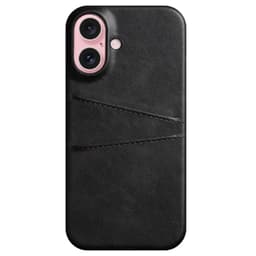 SKALO iPhone 16 PU-Läder Korthållare Skal - Svart