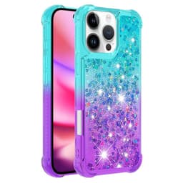 SKALO iPhone 16 Pro Max Kvicksand Glitter Hjärtan TPU-skal - Turkos-Lila