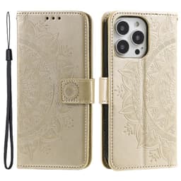 SKALO iPhone 16 Pro Max Mandala lompakkokotelo - Kulta