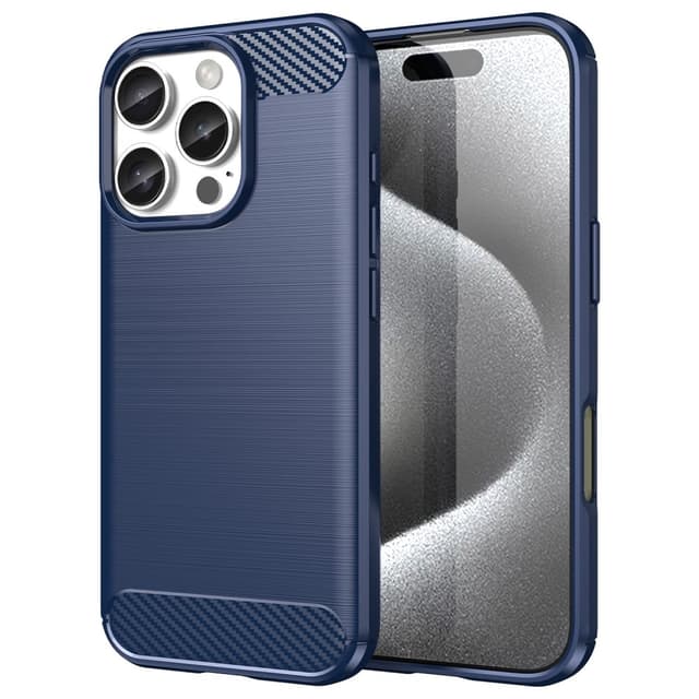 SKALO iPhone 16 Pro Max Armor Carbon Stødsikker TPU-cover - Blå