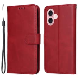 SKALO iPhone 16 PU-læder Pungetui - Rød