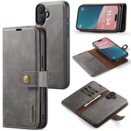 DG MING iPhone 16 Plus 2-i-1 Magnet Pungetui - Grå