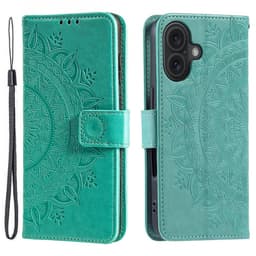 SKALO iPhone 16 Plus Mandala Flip Cover - Turkis