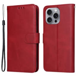 SKALO iPhone 16 Pro Max PU-Läder Plånboksfodral - Röd