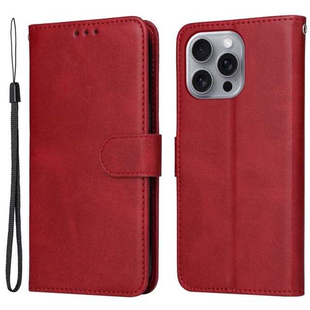 SKALO iPhone 16 Pro Max PU-Läder Plånboksfodral - Röd