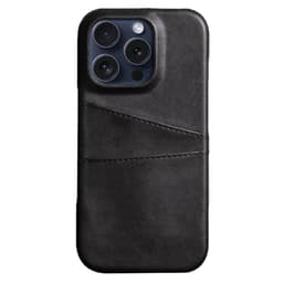 SKALO iPhone 16 Pro PU-Läder Korthållare Skal - Svart