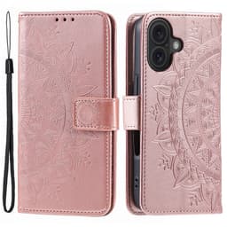 SKALO iPhone 16 Mandala lompakkokotelo - Ruusukulta