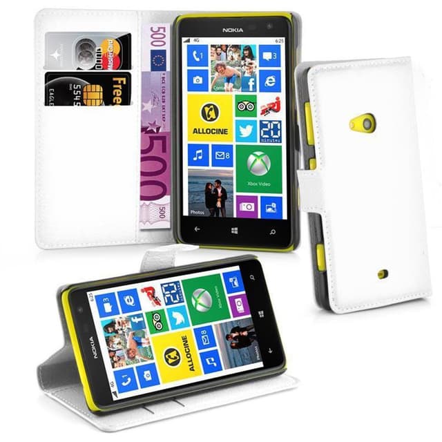 Nokia Lumia 625 Plånboksfodral Skal (Vit)
