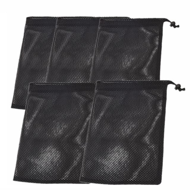 Nettingposer med snøring 5-pakning Sort 20×30 cm