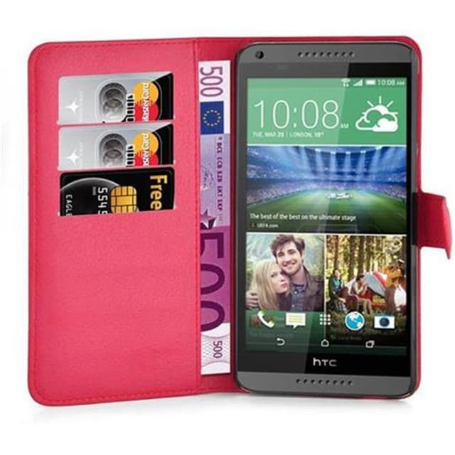 HTC Desire 820 Lompakkokotelo Suojakotelo (Punainen)