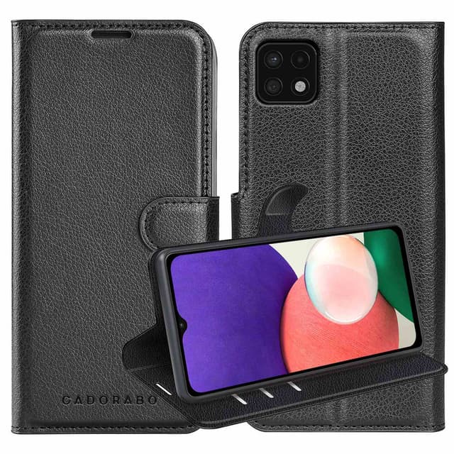 Samsung Galaxy A22 5G Suojakuori Lompakkokotelo (Musta)