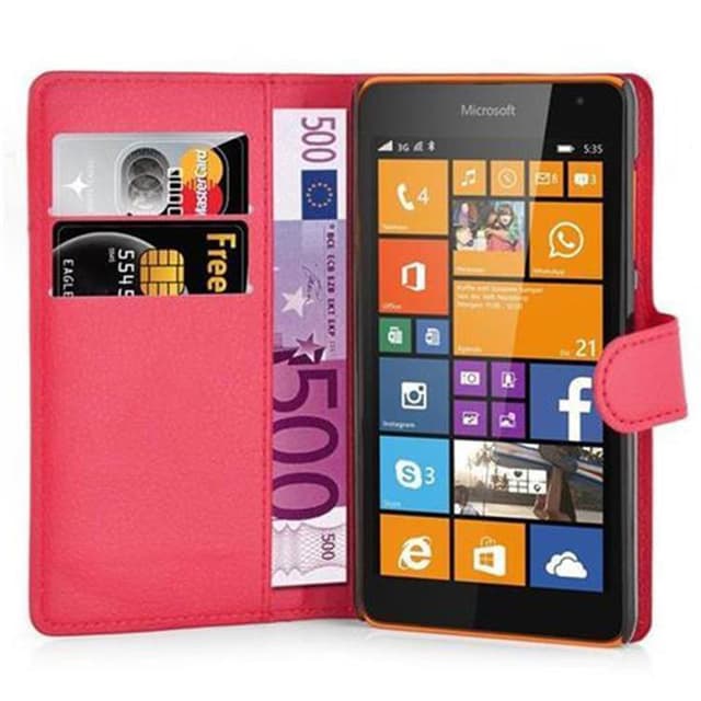 Nokia Lumia 535 Suojakuori Lompakkokotelo (Punainen)