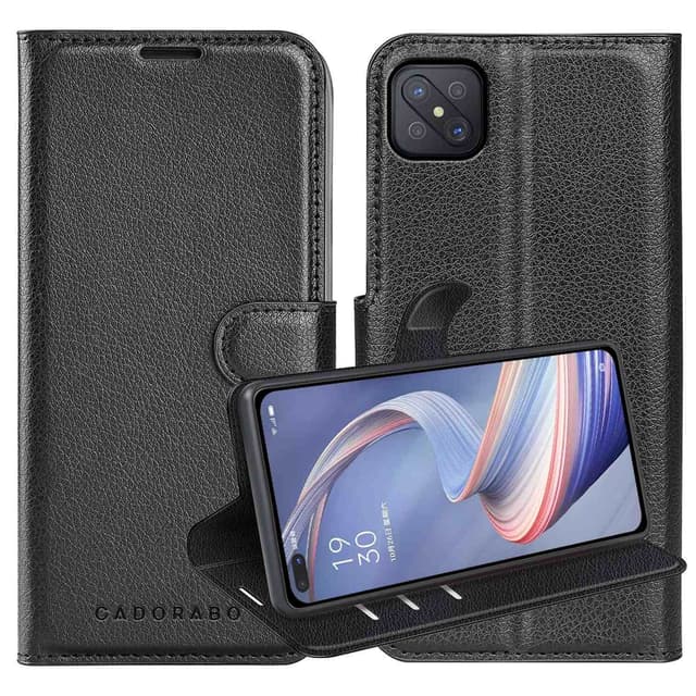 Oppo A92s Suojakuori Lompakkokotelo (Musta)