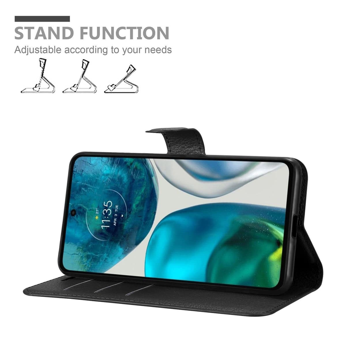 EASSGU Custodia per Motorola Moto g52 / Moto g82 5G (6.6 Inches) Flip Folio Cover Magnetica per Telefono in Pelle con 3 Slot per Schede 1 Portafoglio, Case - Rosa