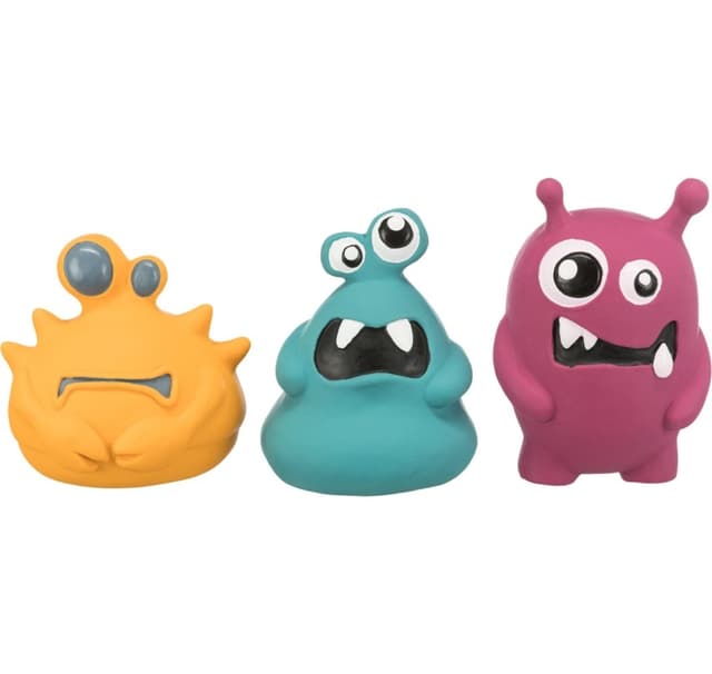 Leksak för hund Monster, latex, 10–12 cm slumpmässig färg