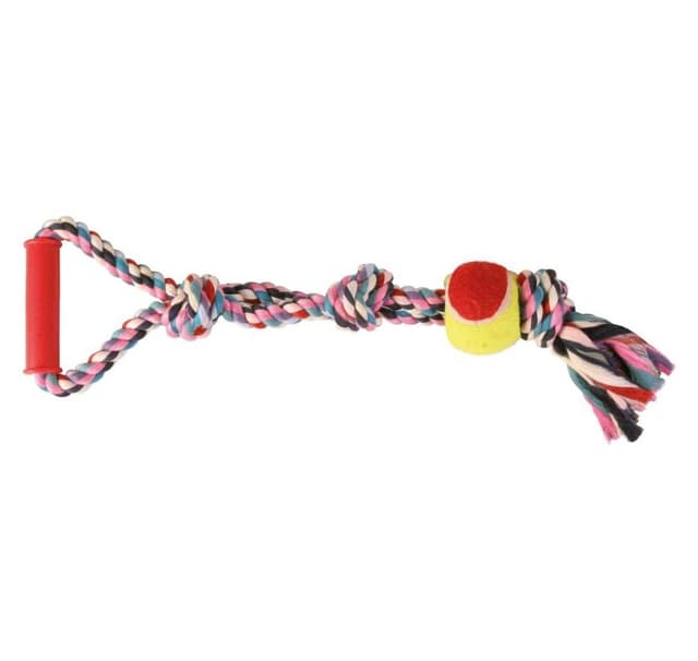 Legetøj til hunde - tennisbold på reb, tugger, ø 6 × 50 cm