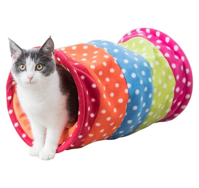 Legetøj til katte, der leger tunnel, fleece, ø 25 × 50 cm, flerfarvet