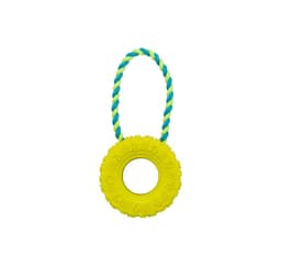 Leksak för hundar Däck på rep, naturgummi, ø 15 × 31 cm