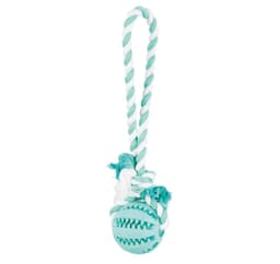 Leke for hunder DentaFun Naturgummiball på tau, ø 7 × 24 cm