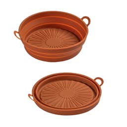 Sammenleggbar rund silikonform til airfryer Brun 19 cm