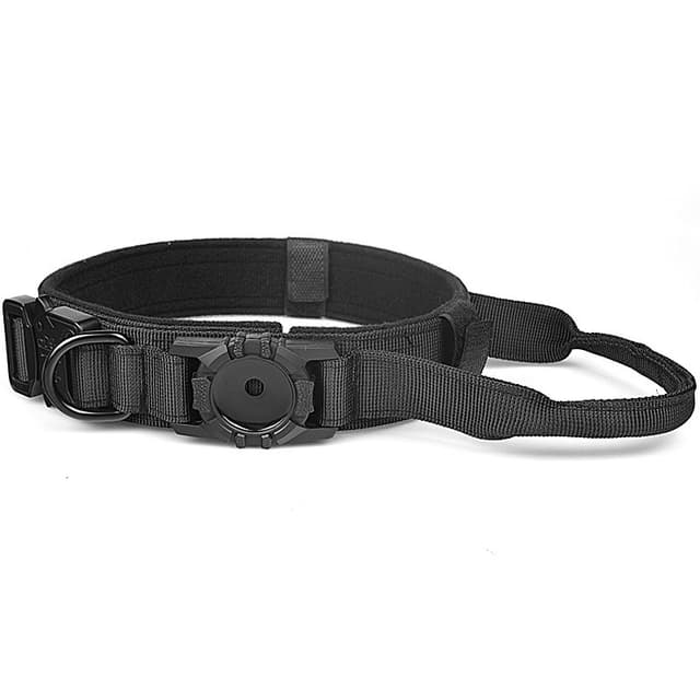 AirTag Hundehalsbånd - Justerbart Hundehalsbånd i Nylon med AirTag-holder Sort L