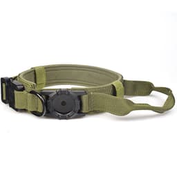 AirTag Hundehalsbånd - Justerbart Hundehalsbånd i Nylon med AirTag-holder Grøn S