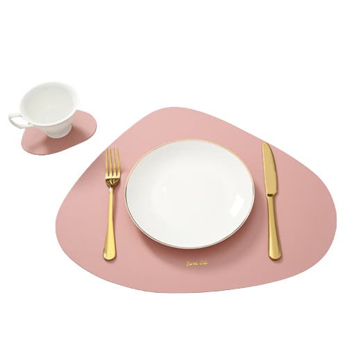 Oregelbundet läderunderlägg och underläggsset Rosa