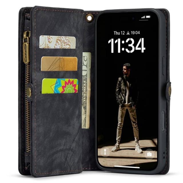 CaseMe mobilcover 008 8-kort iPhone 16 - Sort/grå