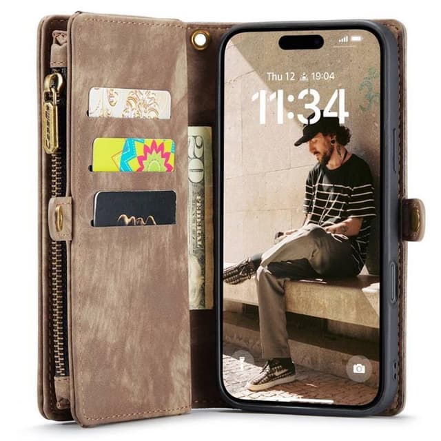 CaseMe mobilfodral 008 8-kort iPhone 16 Pro Max - Brun