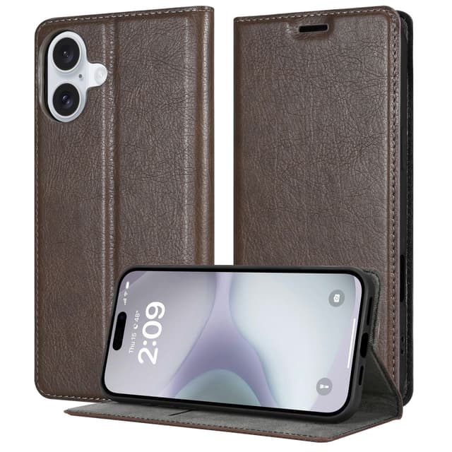 iPhone 16 lommebokdeksel Case Cover (Brun)