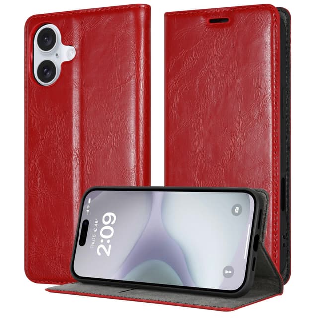 iPhone 16 lommebokdeksel Case Cover (Rød)