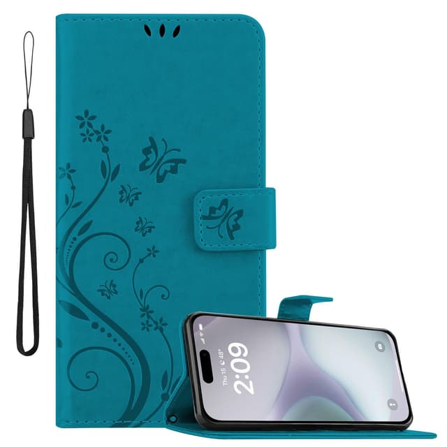 iPhone 16 Suojakuori Lompakkokotelo (Sininen)
