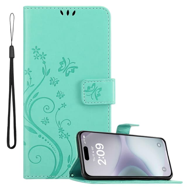 iPhone 16 PLUS Suojakuori Lompakkokotelo (Turkoosi)